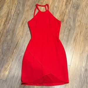 Elegant Red Halter Dress